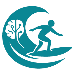 Logo TsunamIA — surfeur sur une vague